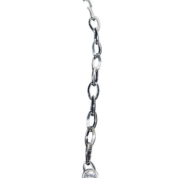 Dana Buchman Silver Tone Bib Necklace With Green Cabochons (6126) - Picture 6 of 8